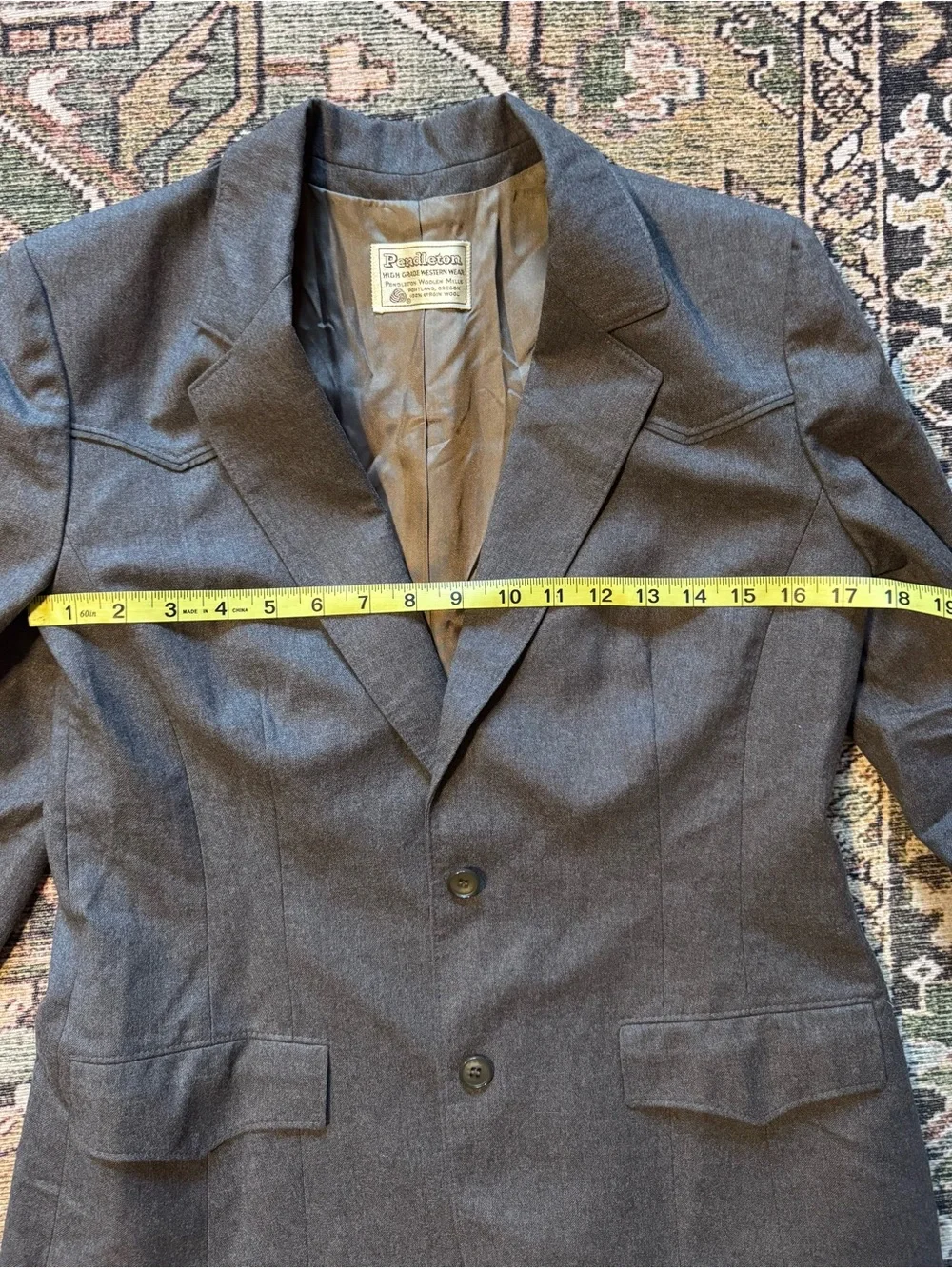 Vintage Pendleton Western Wool Blazer Jacket Gray Cowboy Ranchwear Men’s XS